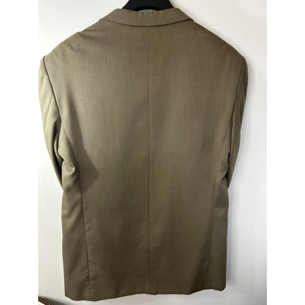 Giorgio Cosani Beige Solid Blazer Jacket 44R Single-Breasted 3-Button Vintage